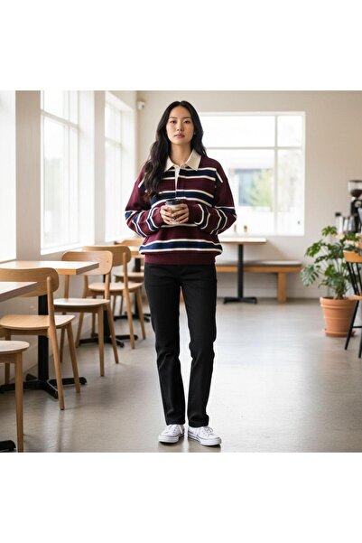 EREN STYLE Long Sleeve Striped Patterned Quality Wool Sweater