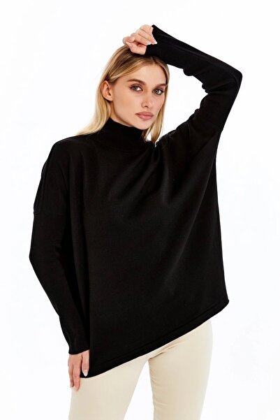 Kırçiçek Women's Half Fisherman Wide Cut Soft Textured Knitwear Tunic