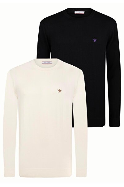 Felix Hardy 2-Pack Crew Neck Knit Sweater - Ecru-Black