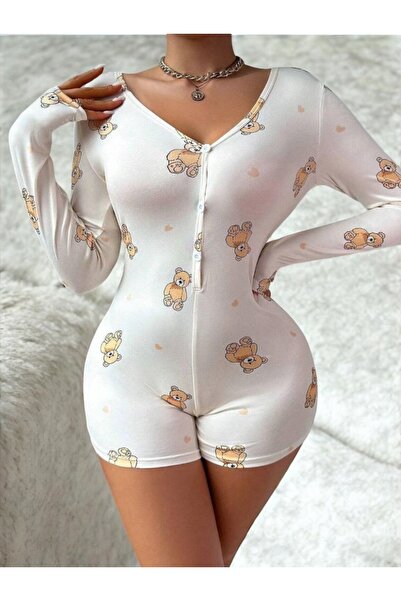 SATTENS Ολόσωμη φόρμα με σχέδια από χτενισμένο βαμβάκι - Σέξι σετ ύπνου