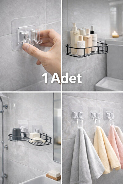 SYN AKSESUAR Kendinden Yapışkanlı Güçlü Tutuş Raf Tutucu Kanca—(1 ADET)