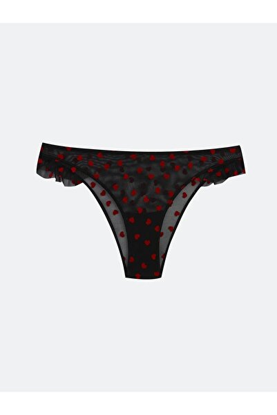 LC Waikiki Black Heart Embroidered Brazilian Panties (S6)