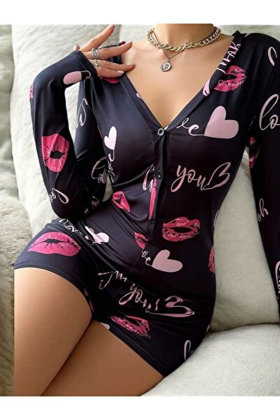 SATTENS Ολόσωμη φόρμα με σχέδια από χτενισμένο βαμβάκι - Σέξι σετ ύπνου