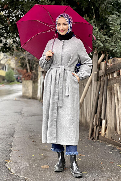 İbrahim Burak Etiler Collection غطاء كشمير رمادي بأزرار