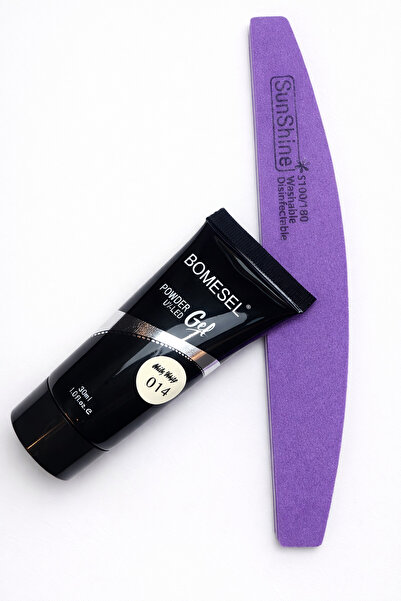 bomesel Kit Poly Acryl Gel Powder UV/LED 014 Milky White – 30 ml + Pilă Unghi...