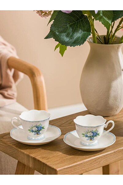 LC Waikiki طقم فناجين قهوة بورسلين مطبوعة متنوعة لشخصين 90 مل (S6)