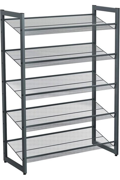 SONGMICS 5 Katlı Ayakkabı Rafı, Genişleyen Metal Ayakkabı Rafı Ayarlanabilir ...