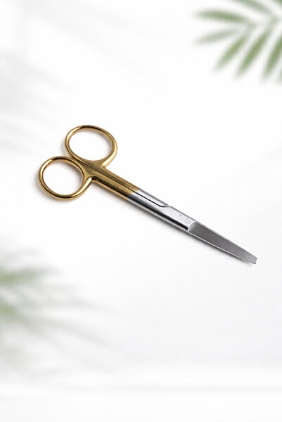 par Elmas Ağızlı Medikal Makas – Saç Ekimi Jilet Kesme Makası – Altın Saplı C...