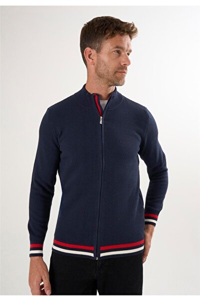 Felix Hardy Men's Full Zip Cardigan - Navy Blue