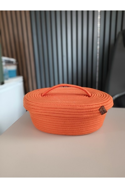 Ahs Tasarım Ψάθινο καλάθι με καπάκι Χειροποίητο καλάθι αποθήκευσης από γιούτα...