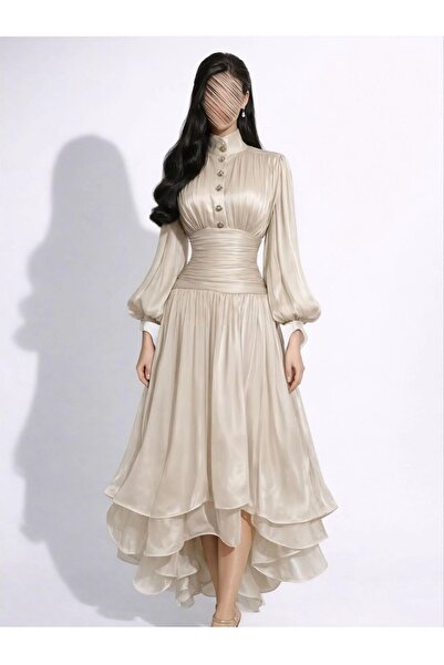 Ta Prince A dress in an off-white color with a hint of beige,