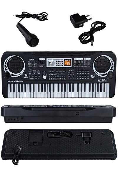 BRF FilizoraSell Rennes NR-61BK Çocuklar İçin Pilli Mikrofonlu 61 Tuşlu Eğiti...