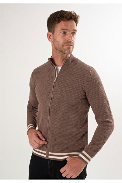 Felix Hardy Men's Full Zip Cardigan - Brown