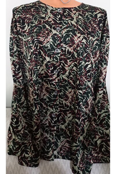 Anne Er Clothing Battal Winter Combed Cotton Blouse Long-Sleeve Crew Neck Fro...