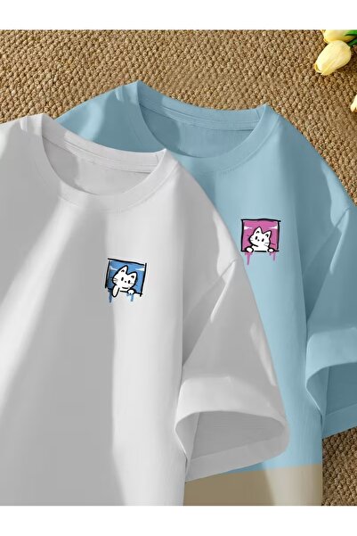 macklin تي شيرت للجنسين للرجال والنساء بتصميم مطبوع عليه قطة لطيفة للعشاق قصة...