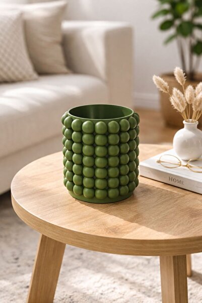 Bubble Desen Silindir Saksı 17,5 cm – Dekoratif Modern Masa Saksısı