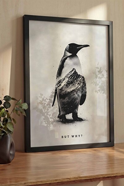Postifull Nihilistic Penguin Framed Poster, Thick Black Framed Art Print, Wal...