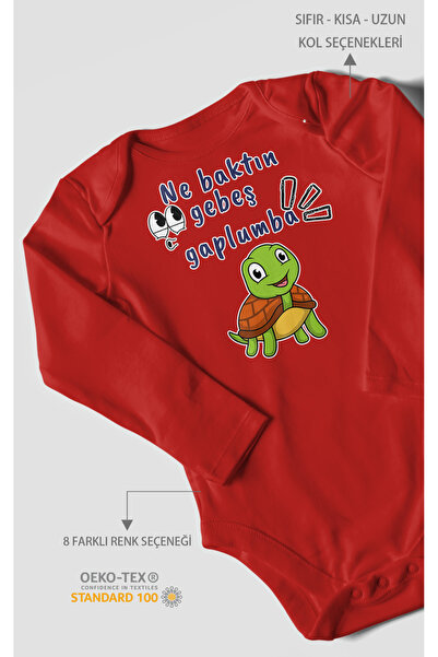 MorivoKids Ne Baktın Gebeş Gaplumba Printed Baby Bodysuit – Snap Fastener Bod...