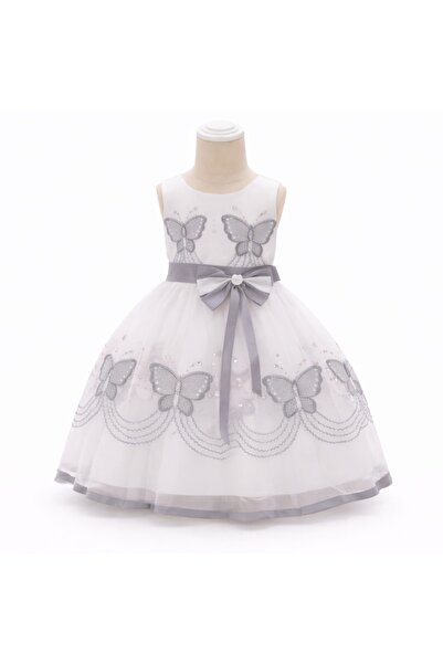 kizu Baby girl satin dress with bow and butterfly print 0-3 months