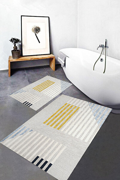 ROVİGO HOME Digital Printing Modern Bathroom Rug Double Bath Mat Rvg5-0611 10...