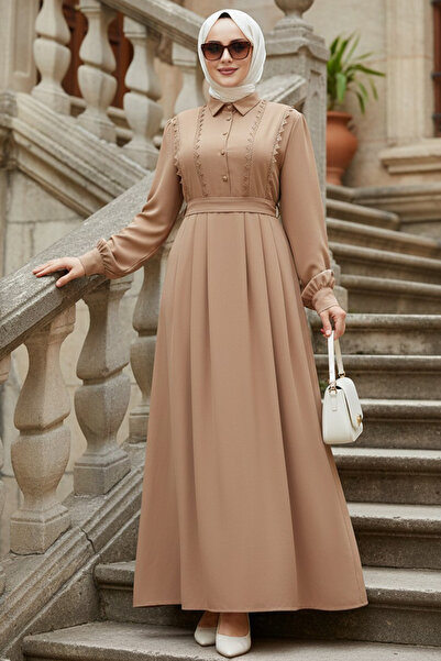 N.S NEVA STYLE فستان إسلامي بحزام من قماش الكاميل 10308C