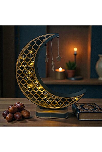Trend KenT Ramazan Süsü Led Işıklı Hilal Dekoratif Obje Hediyelik Eşya Aydınl...