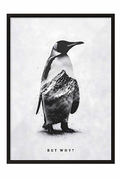 Postifull Nihilistic Penguin Framed Poster, Black Framed Painting, Walking Pe...