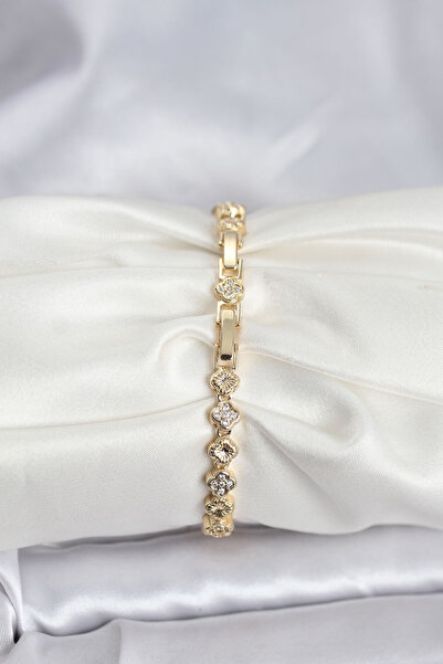 Lisinya سوار نسائي من سلسلة VIP باللون الذهبي النحاسي مرصع بحجر الزركون - مود...