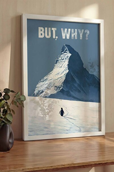 Postifull Nihilistic Penguin Framed Poster, Thick White Framed Painting, Walk...