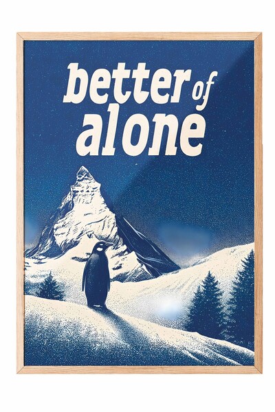 Postifull Nihilistički pingvin u uokvirenom posteru, slika u drvenom okviru, ...