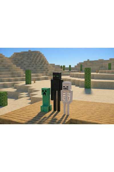 BytexStore Minecraft 3'lü Figür Set: Creeper, Enderman ve Skeleton