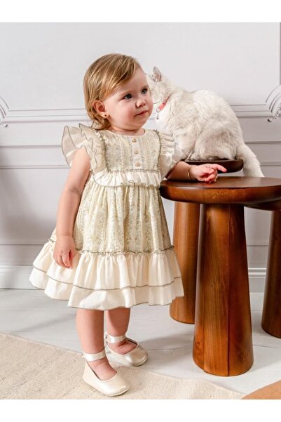 Noy Noy Baby Girl Ruffle Detailed Dress 6-24 Months Summer 2-Piece Bandana Dr...