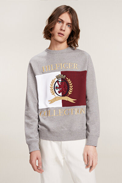Tommy Hilfiger Mens Crest and Flag Crew Fleece Sweatshirt
