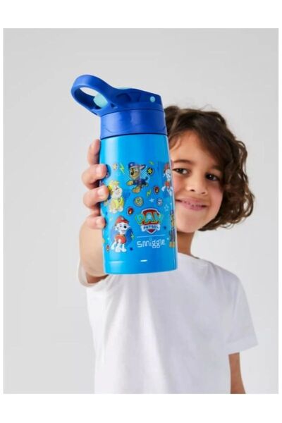 SMIGGLE Paw Patrol Patterned Blue Steel Stainless Water Bottle / Flask