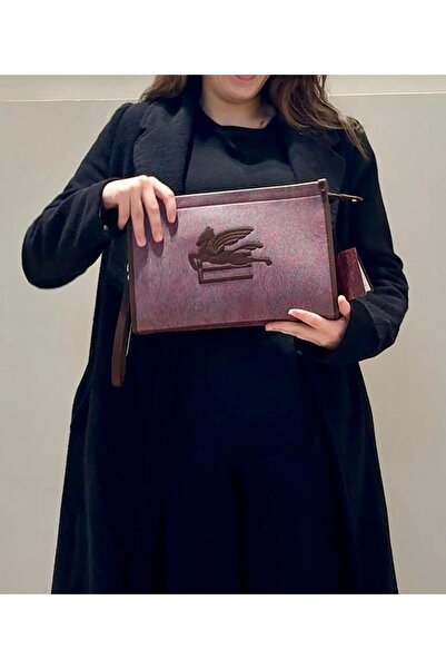 Muqu Bags Reto Kabartma Logolu Clutch El ve Askılı Çanta