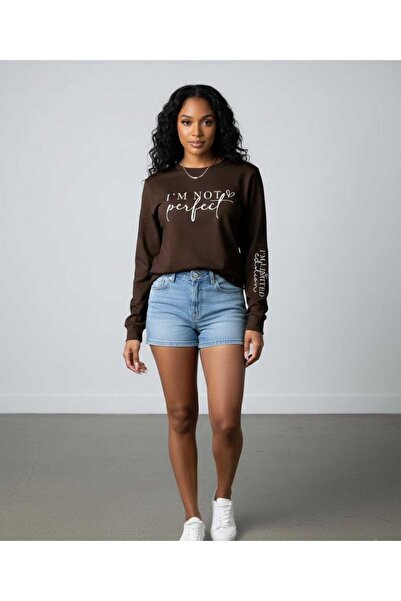 DİVİN Women's Casual Printed Oversized Sweatshirt