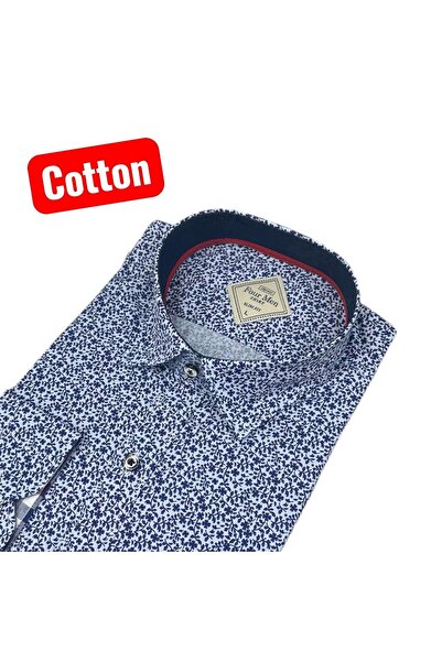 EREN STYLE Cămașă imprimată din bumbac, cu mânecă lungă, croială slim, cu gul...