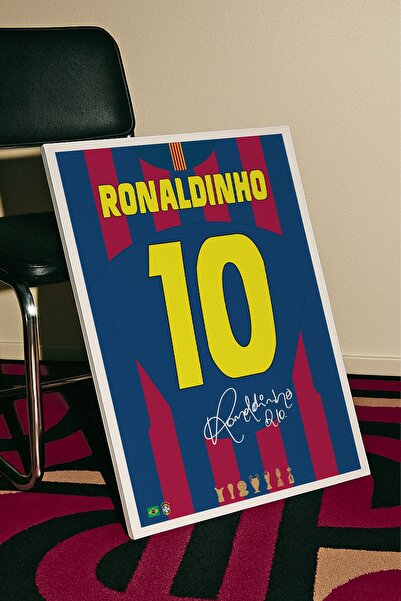 Base Concept Ronaldinho Barca 10 İmzalı Poster Tablo (Çerçeveli)