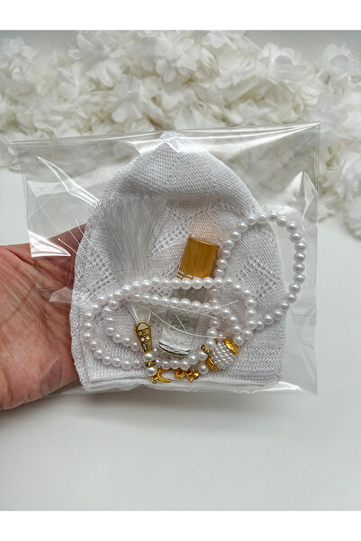 LenaToptan 10 Pieces Men's Skullcap Prayer Beads Fragrance Set Hajj Umrah Gift