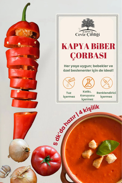 Biorootzo Fermente Tuzsuz Taze Kapya Biber Çorbası - 4 Porsiyon
