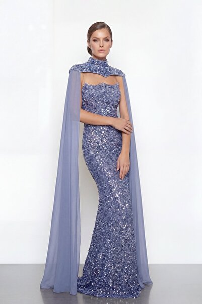 zoezoe Avera 2 Parça Tasarımlı Pul Payet Straplez Balık Kesim Abiye ve Kollar...