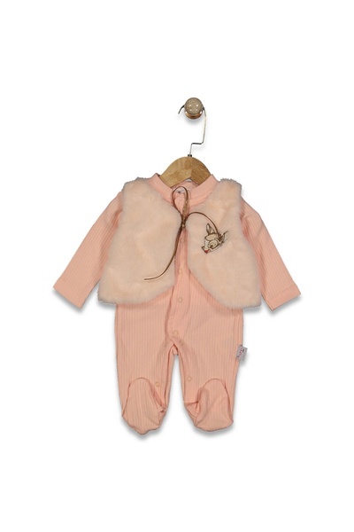 minipanda Welsoft Lamb Lined Vest Set Baby Girl Jumpsuit with Booties