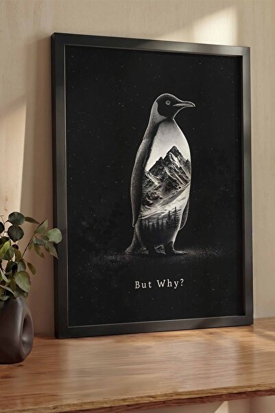 Postifull Nihilistički pingvin u uokvirenom posteru, debela crna uokvirena sl...
