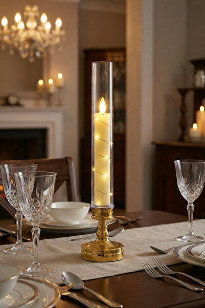 LUMINZO Mumoxi Peri Led Işıklı Mum Görünümlü Pilli Masa Lambası Dekoratif Ayd...