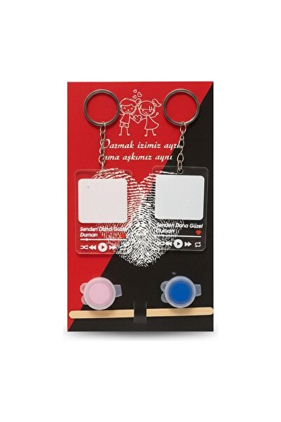 Gülardata Kişiye Özel Spotify Tasarımlı Parmak Izi Anahtarlık Seti, sevgili v...