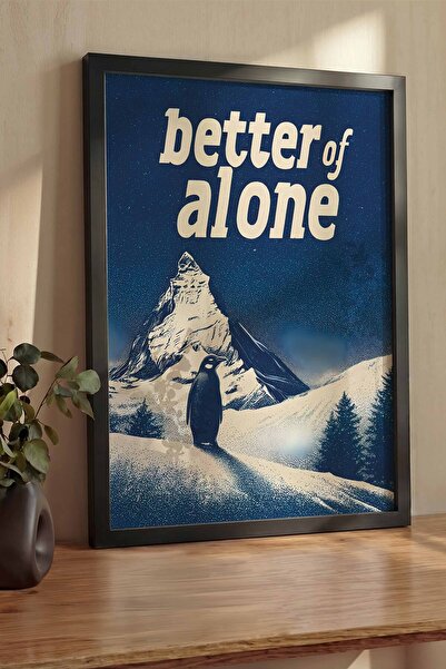 Postifull Poster înrămat cu pinguin nihilist, tablou înrămat negru gros, tabl...