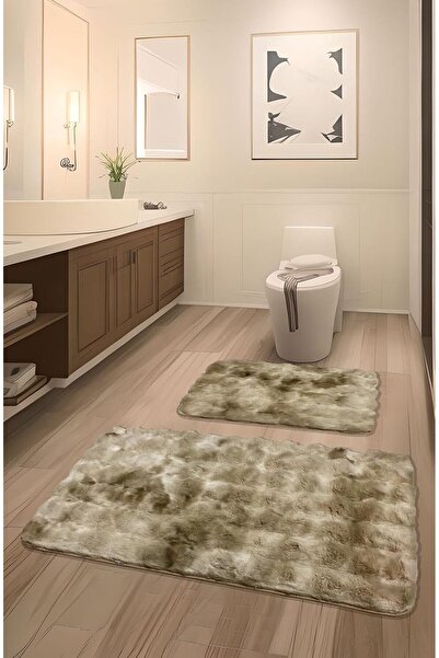 ROVİGO HOME Premium Leather Base, High-Pile Soft, Bubble Post Bath Mat 2-Pack...