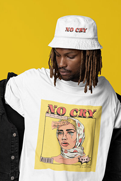 Bo Essences بو. تي شيرت NO CRY قصة فضفاضة للرجال - هدية قبعة - قماش فاخر