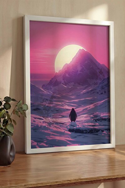 Postifull Nihilistički pingvin u uokvirenom posteru, debela bela uokvirena sl...