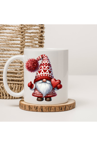 Er-Se Tasarım Valentine's day heart-shaped gnome design romantic gift mug - c...